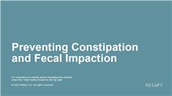 Preventing Constipation and Fecal Impaction